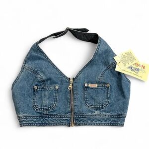 Deadstock Vintage Stevenson Aero Brand Overall Co denim halter crop top bralette